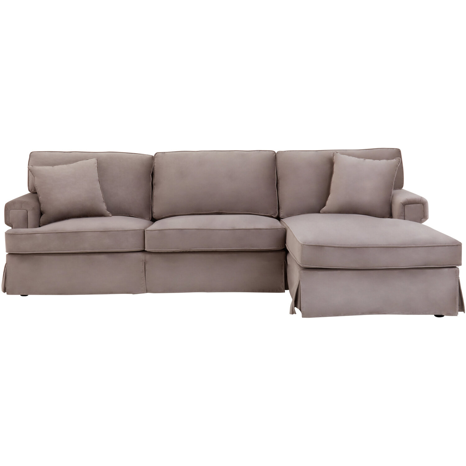 Ralph Three Seat Mink Velvet Right Chaise Sofa - Brown