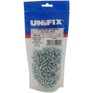 Unifix Grade 8.8 Hex Setscrews & Full Nuts - M10 x 70 - POUMHSN10 070 081