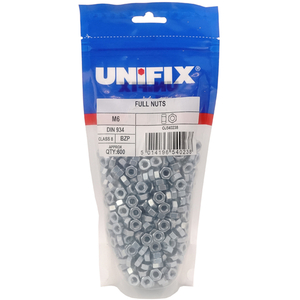 Unifix Class 8 Full Nuts DIN 934 BZP - M6 x 1.00 - POUNFFMSZ806 000