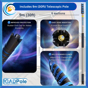 IGADPole Telescopic Water-Fed Cleaning Kit with Water-Fed Brush, Cobweb and Microfibre Duster