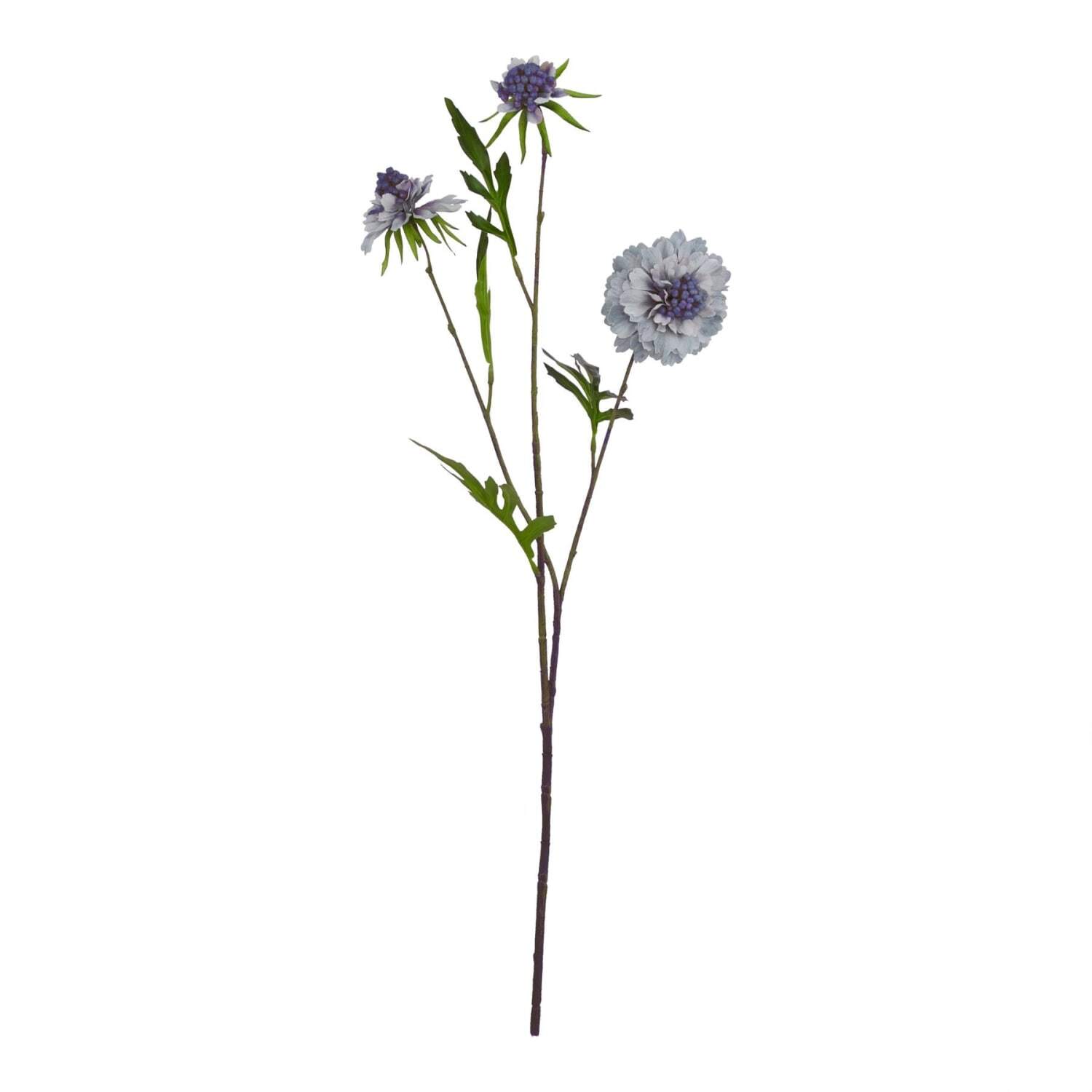 Set of 3 Pale Scabious Artificial Flower Stems - Blue