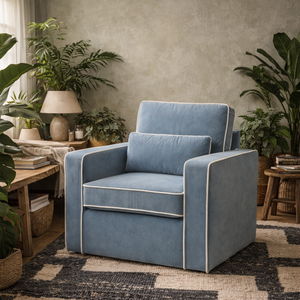 Moose Retro Duck Egg Velvet Armchair