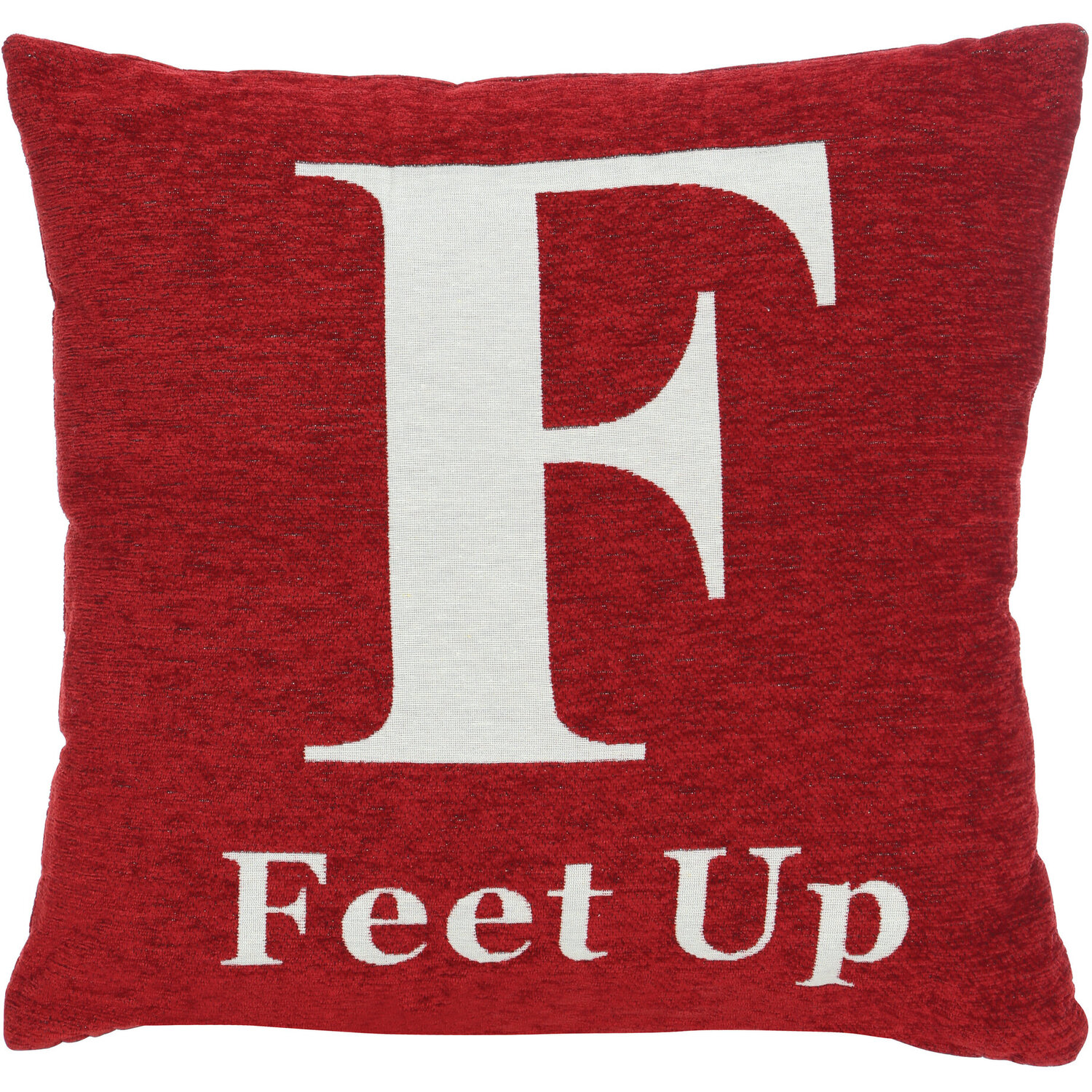 Words 'Feet Up' Red Cushion - Red