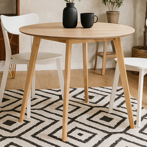 Wyld Haus Saffron Round Dining Table Natural Oak Veneer 4-Seater