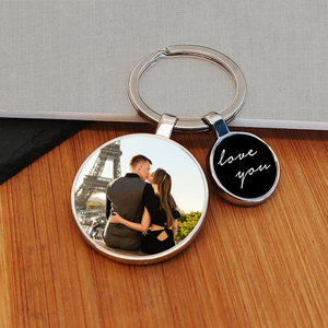 Personalised Love You Charm Photo Upload Key Ring