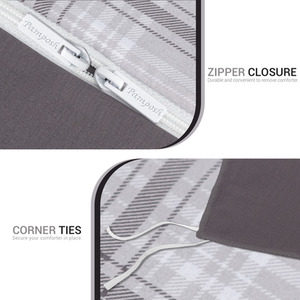 Double Brushed Microfiber Duvet Cover Set Reversible Design with Zipper Closure