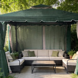 3m x 4m Garden Gazebo with Curtains