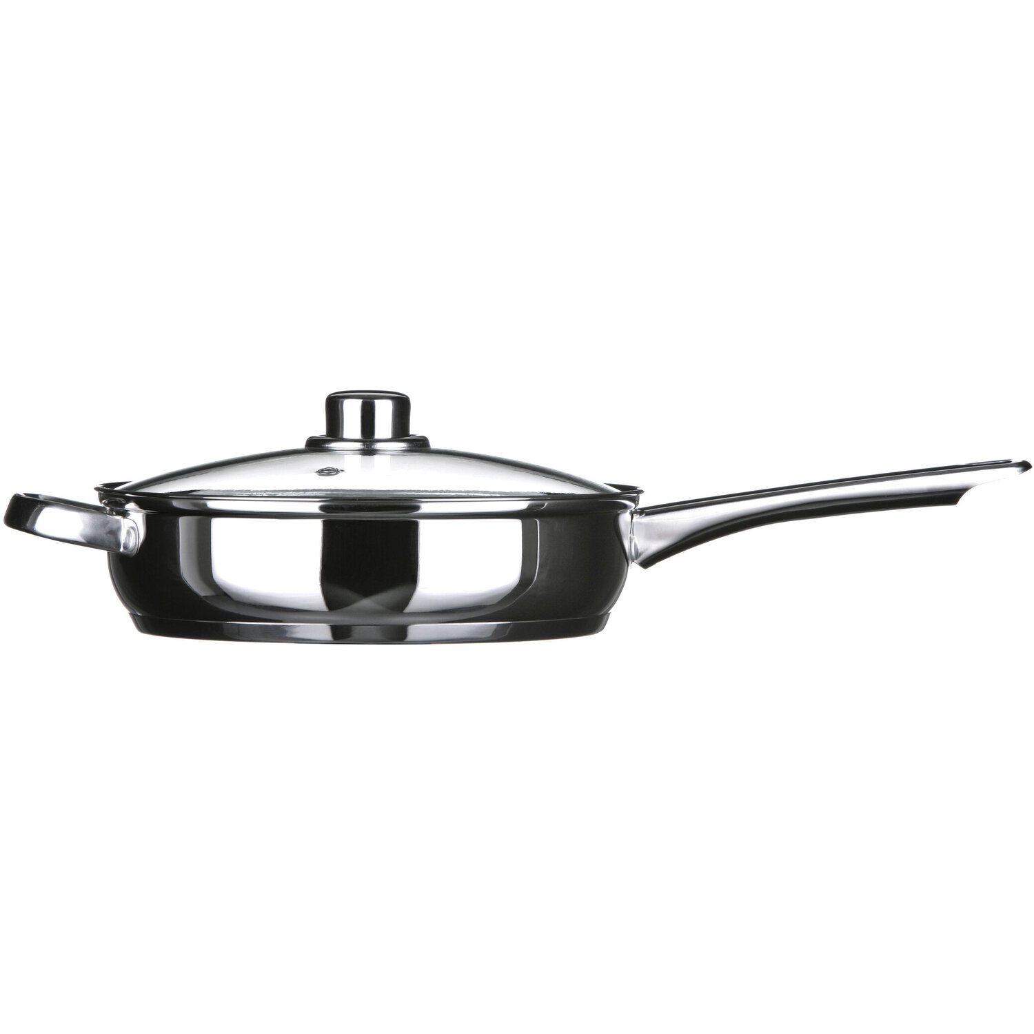 Crosse 24cm Stainless Steel Non Stick Frypan With Glass Lid - Black