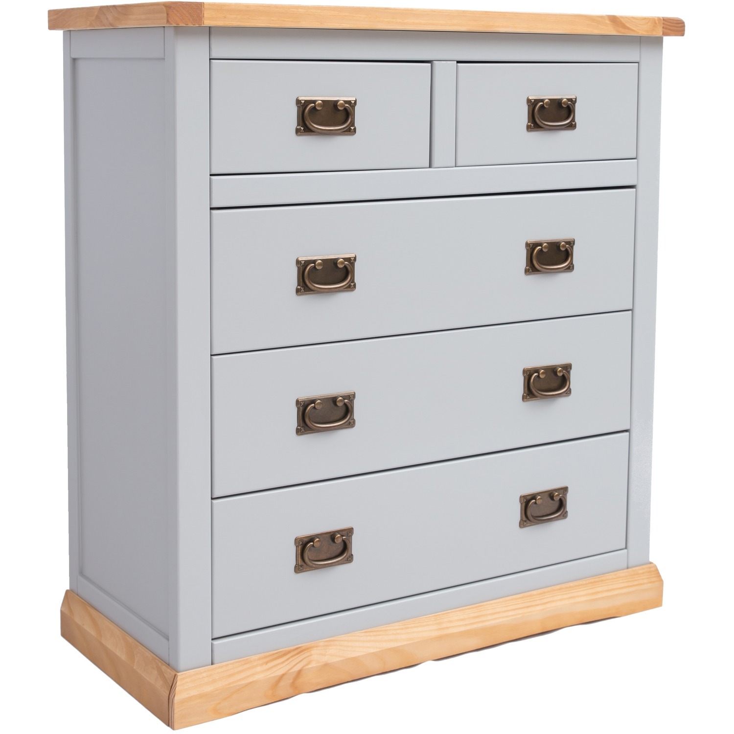 Cabinet Bits Bomporto 2 Over 3 Drawer Chest - Grey / Brass / 24Kg