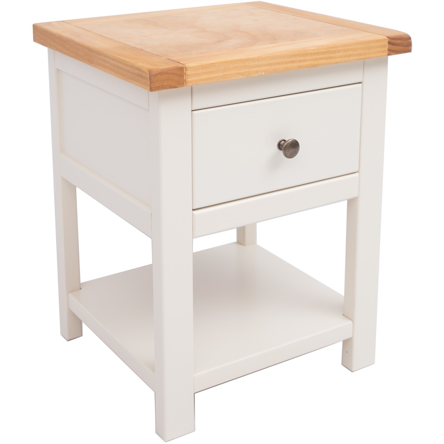 Cabinet Bits Maggiori 1 Drawer Bedside Table With Shelf - White / Brass Knob