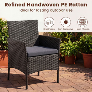 3 Piece Rattan Balcony Furniture Set