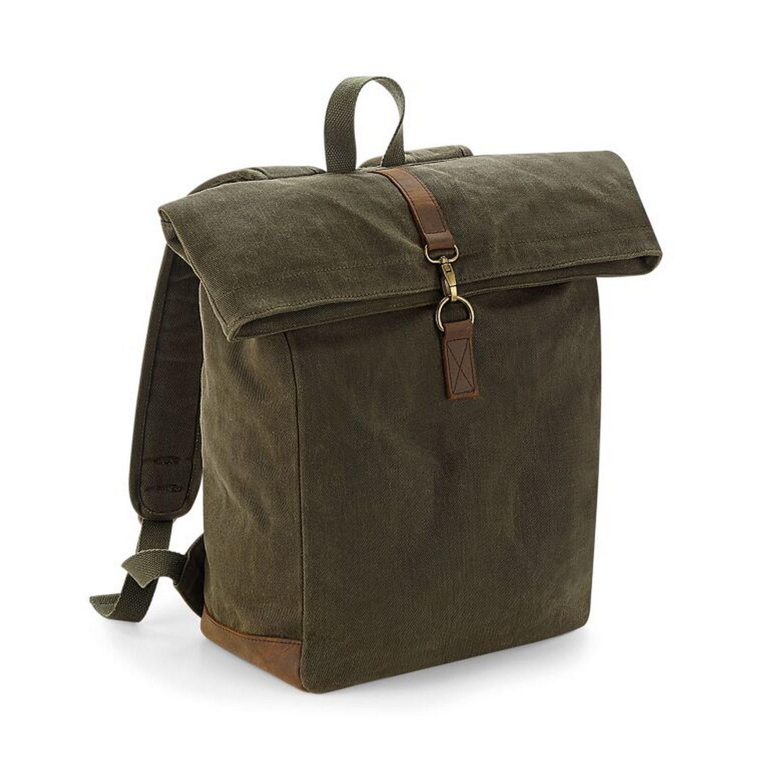 Quadra Heritage Leather Accents Backpack - Olive Green