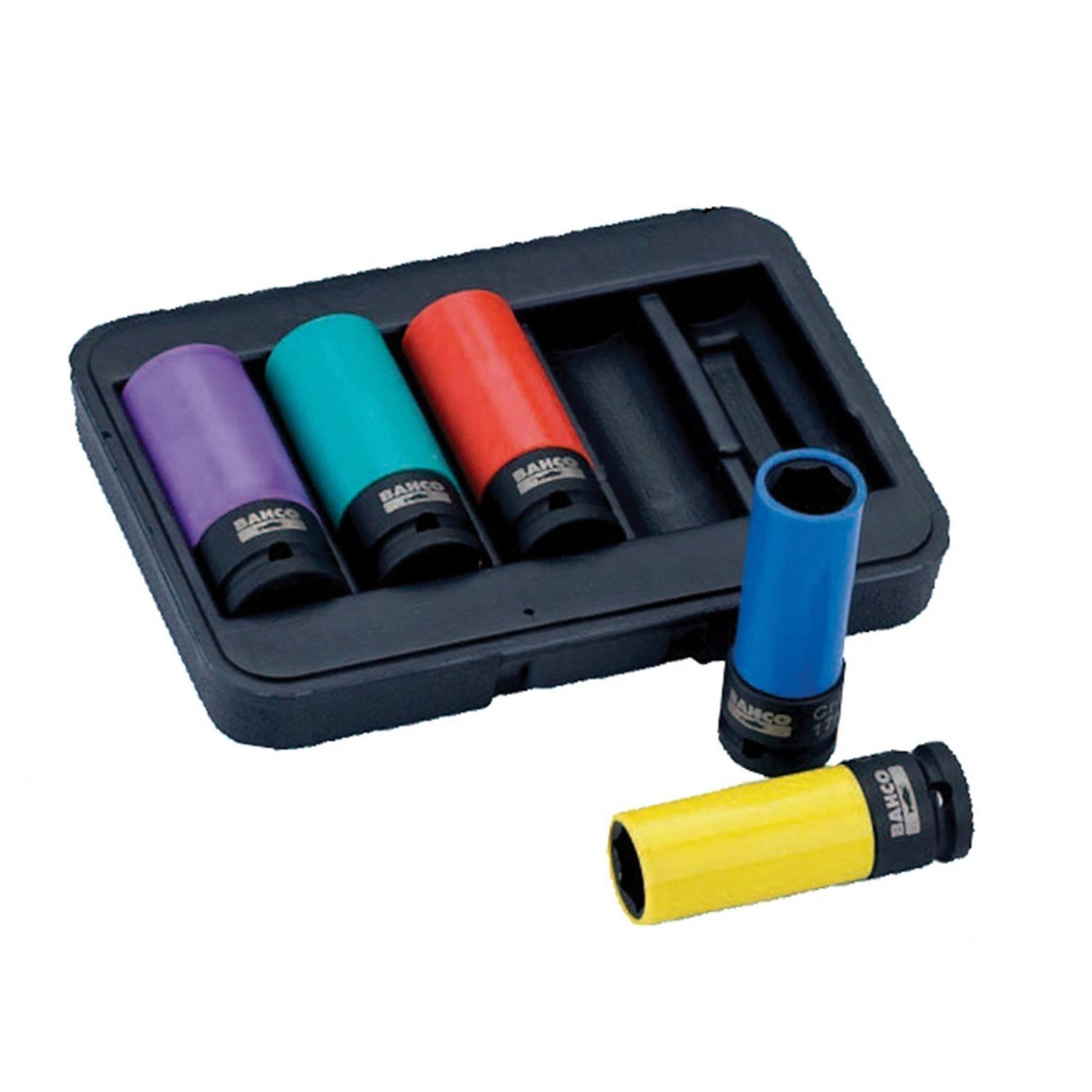 Bahco Bwss12p5 1/2In Drive Impact Wheel Socket Set, 5 Piece - Multi Colour
