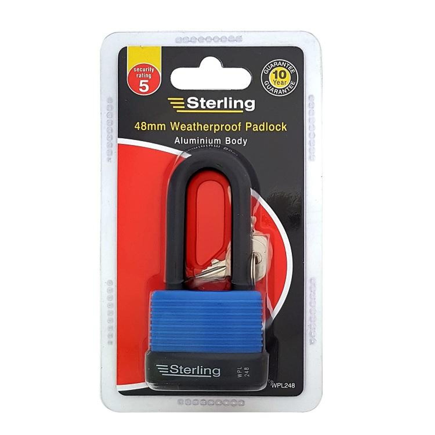 Sterling Weatherproof Long Shackle Padlock 48Mm - One Colour