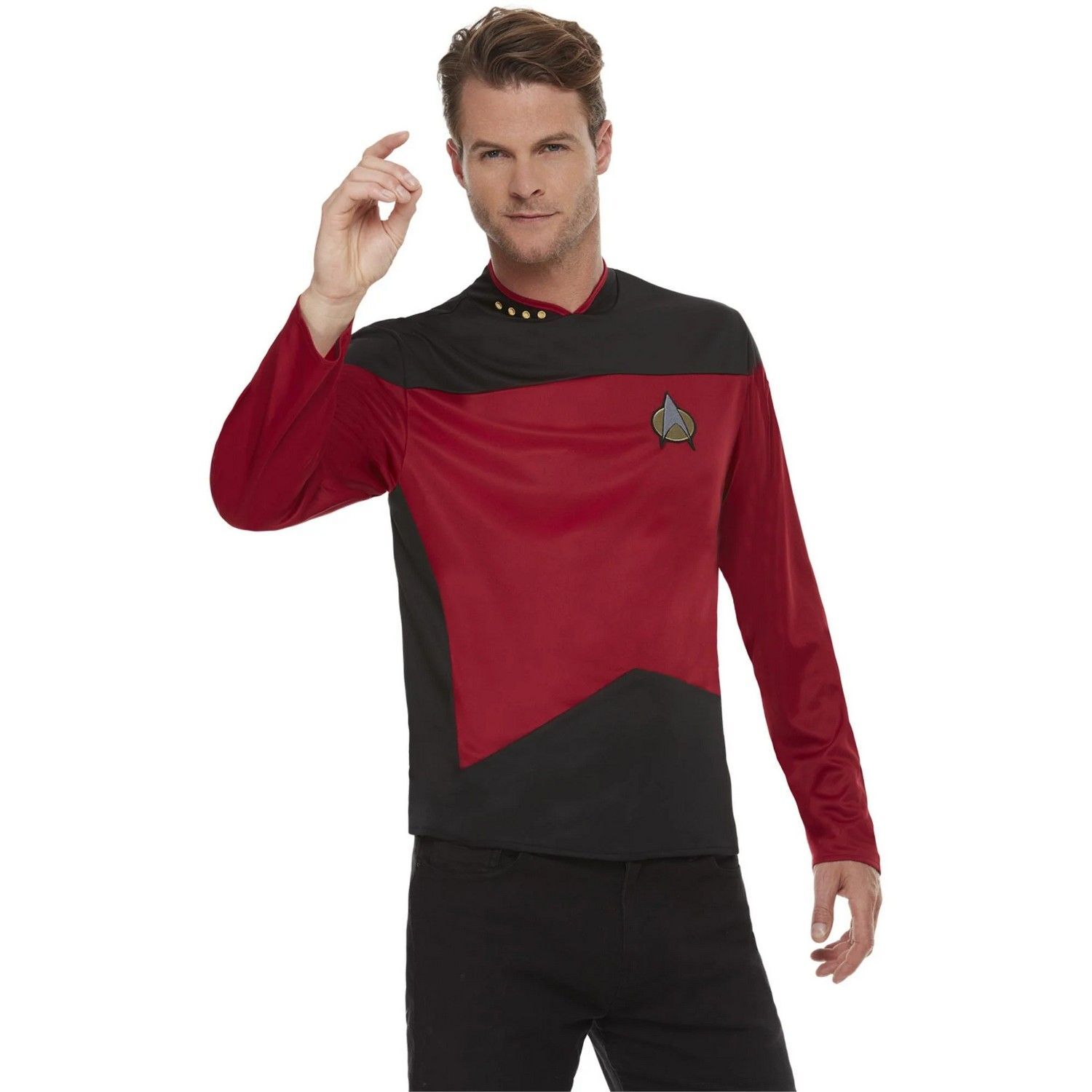 Star Trek: The Next Generation Mens Command Uniform Costume Top - Red/Black / S