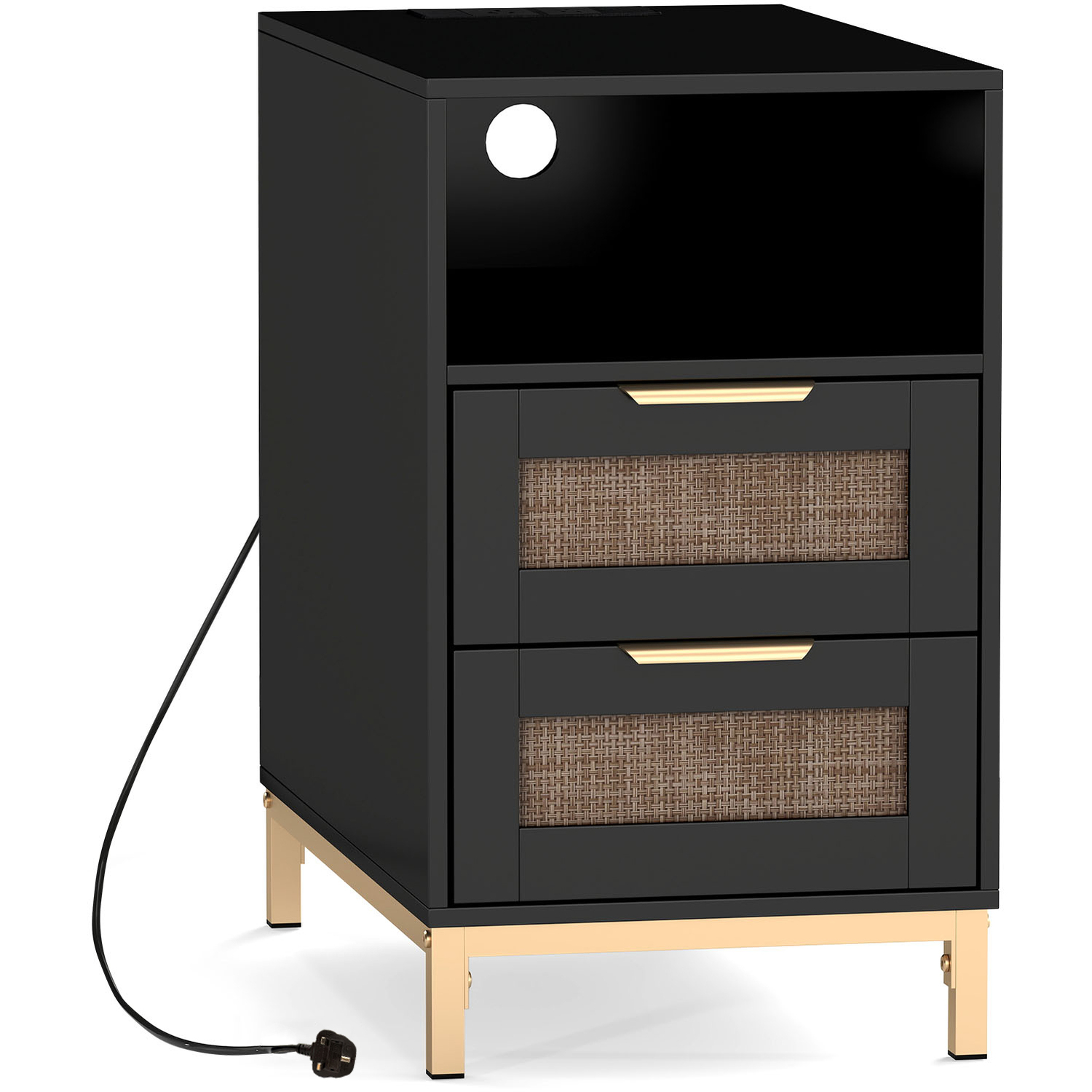 Costway Narrow End Table With Charging Station