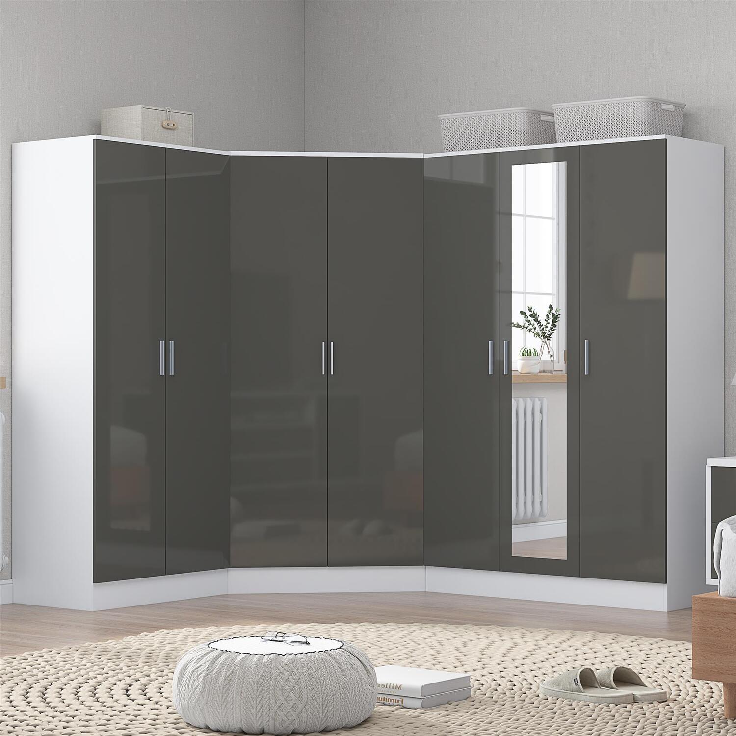 REFLECT Bundle 2 Door Corner + 3 Door + 2 Door Plain - Grey Gloss/White Matt - Image 6