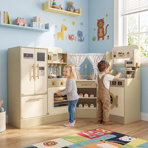 Pretend Play Kitchen Playset with Faucet and Dishwasher