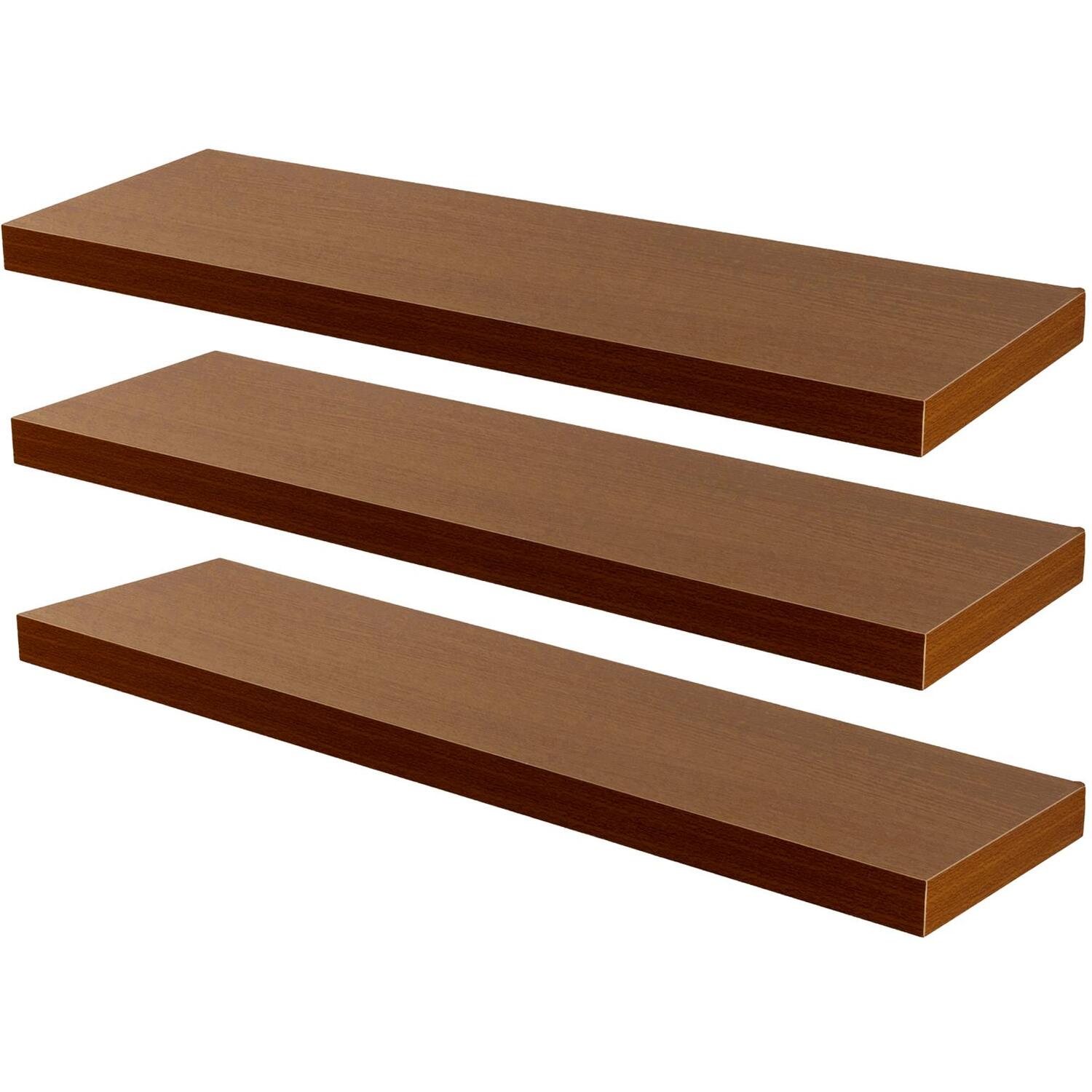 Harbour Housewares 80Cm Floating Wall Shelf - Walnut / 3