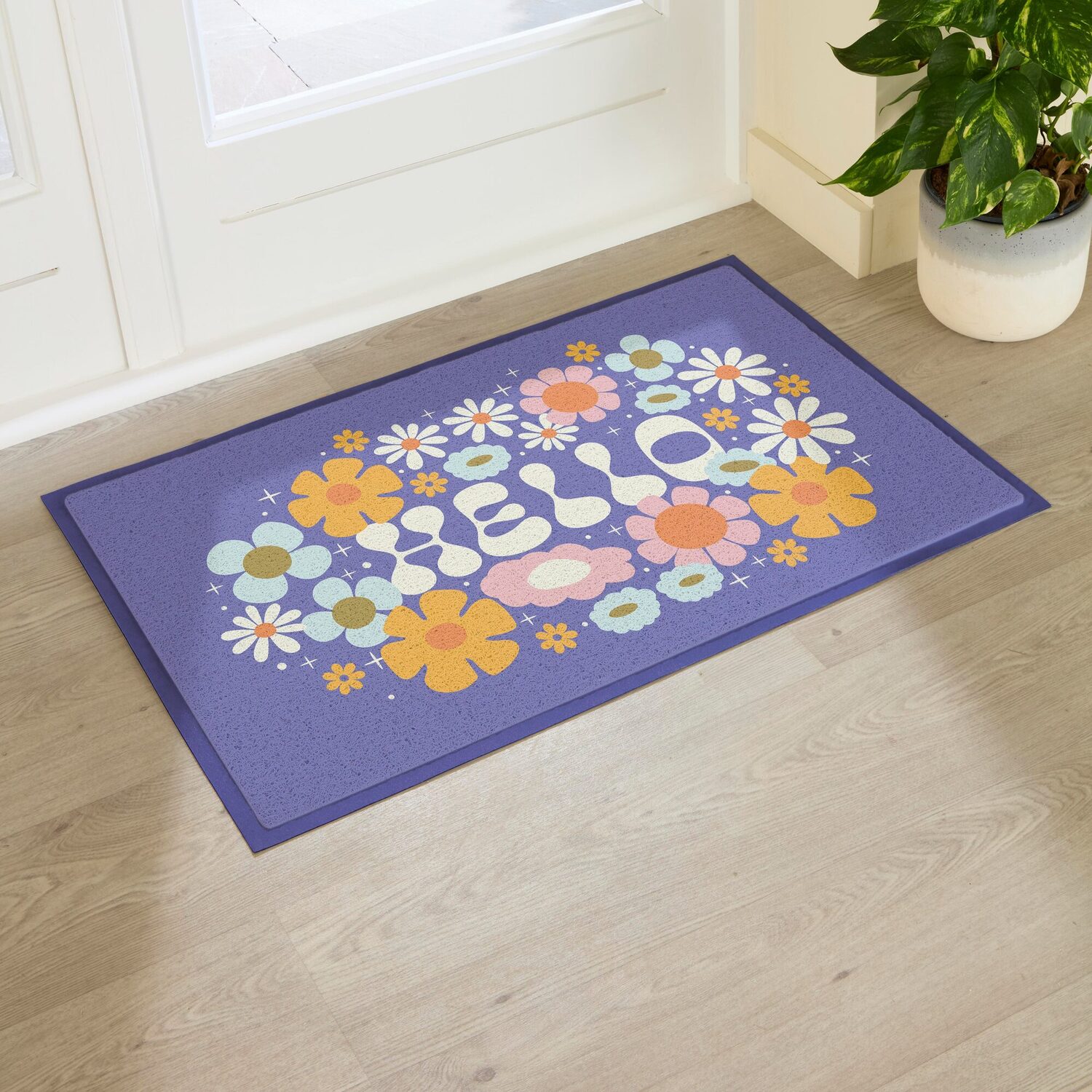 Artsy Mats Elizabeth Olwen Hello Floral Indoor/Outdoor Doormat (90X60cm) - Multi / 90 X 60Cm