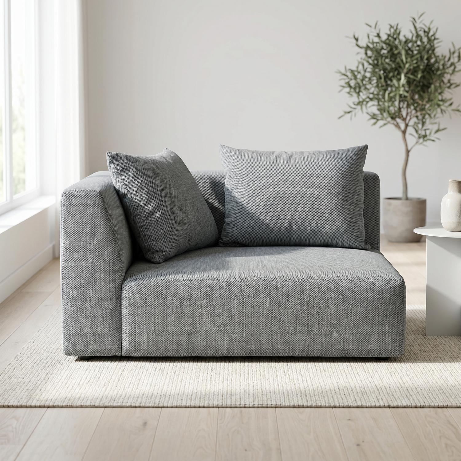 Abakus Direct Tokyo Corner Seat In Warm Beige Basket Weave Fabric With Deep Seat - Anthracite