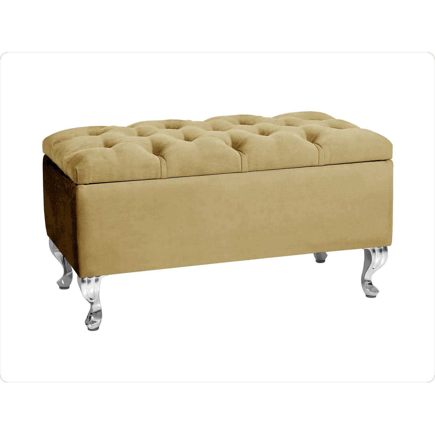 R&M Furnishers 180Cm Chesterfield Ottoman Storage Bench, Teal Tufted Upholstered Velvet Ottoman Footstool - Mink Plush Velvet