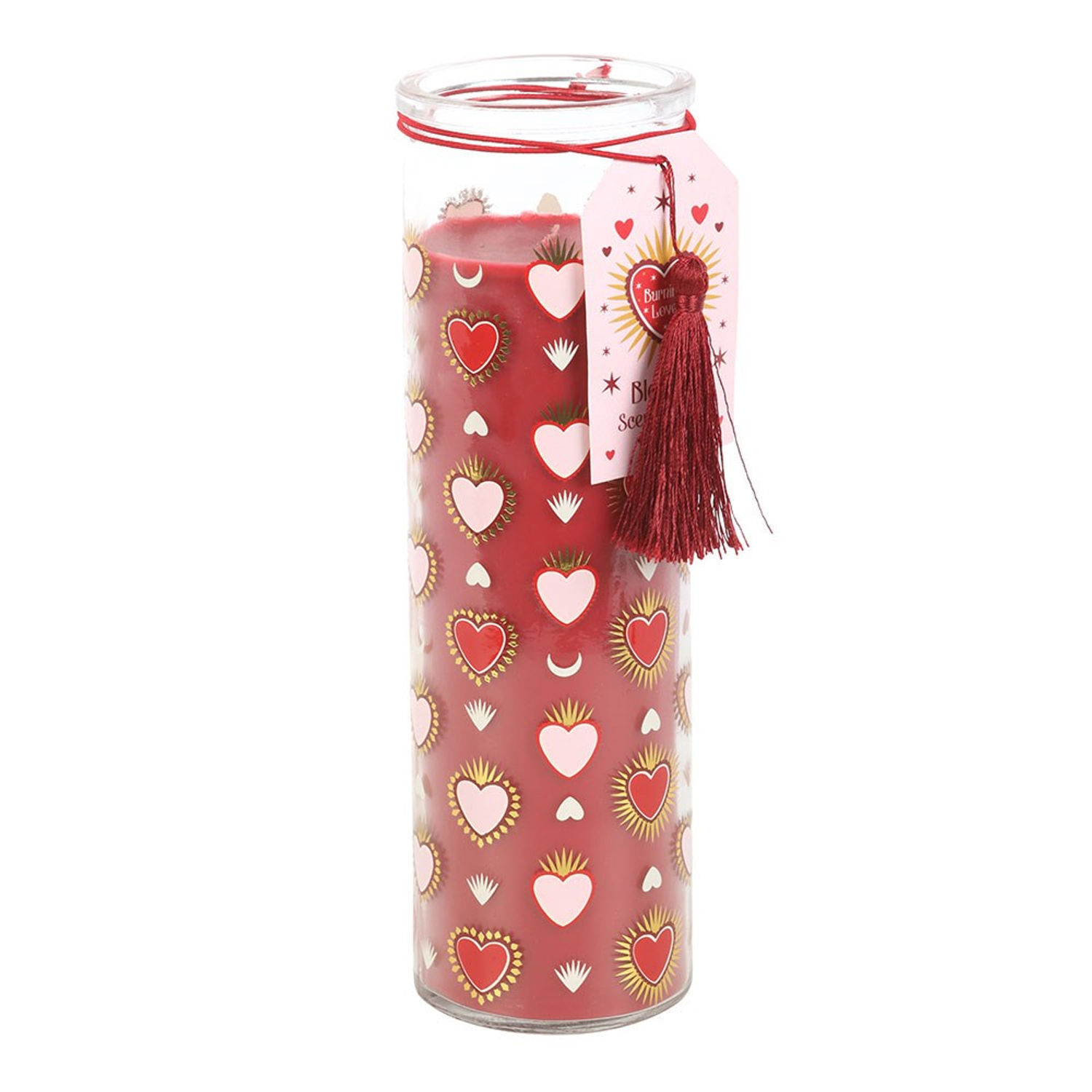 Something Different Black Fig Sacred Heart Tube Candle - Red/Transparent