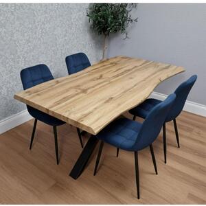 Modern Dining Table with 4 Blue velvet tuffted Chairs Kitchen Furniture