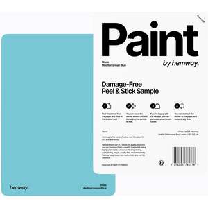 Hemway Chalk Based Furniture Paint A5 Sample, Mediterranean Blue, Peel & Stick