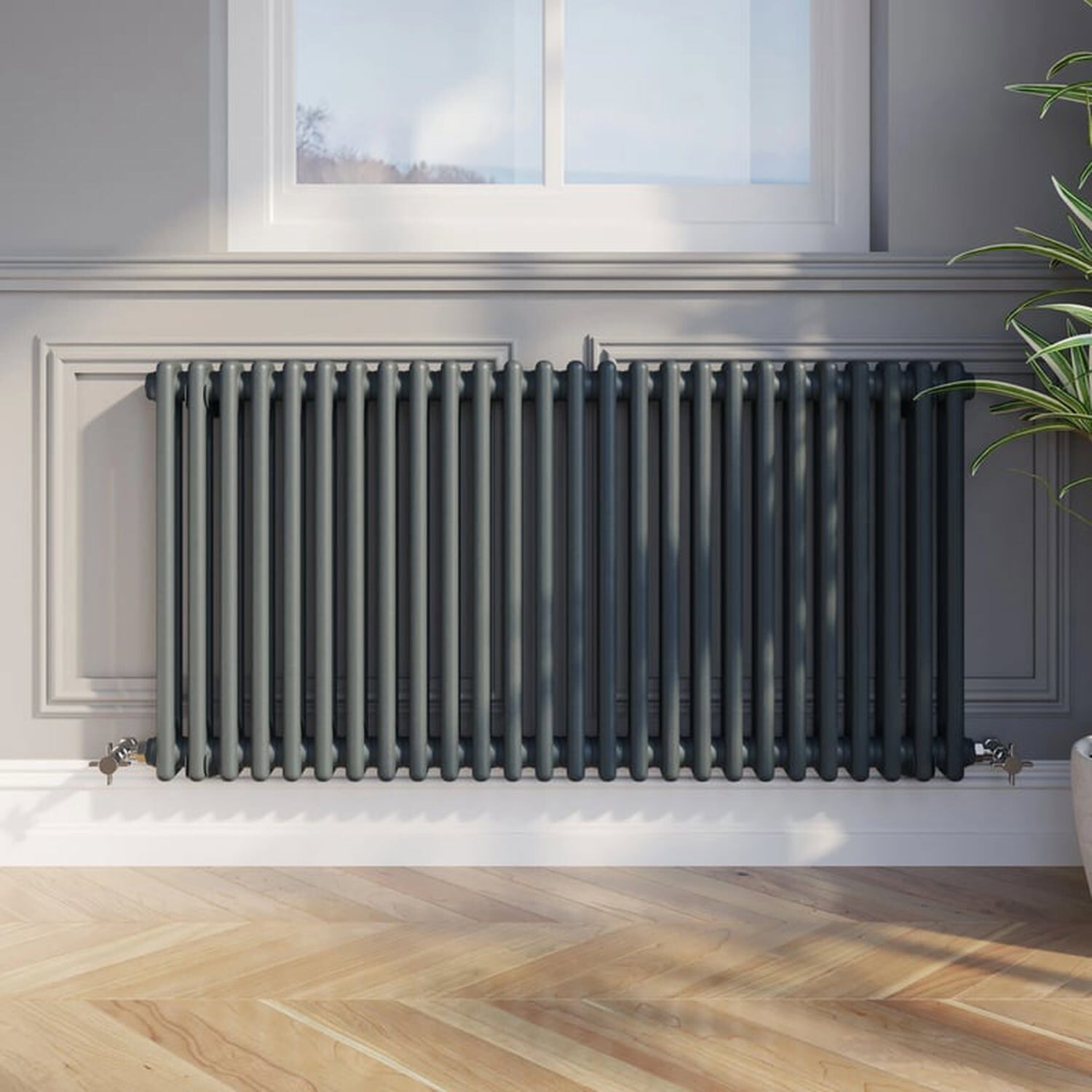 Temprazo Traditional Colosseum Double Bar Column Radiator Anthracite 300 X 1190Mm - Anthracite / 600Mm / 1190Mm / 70Mm