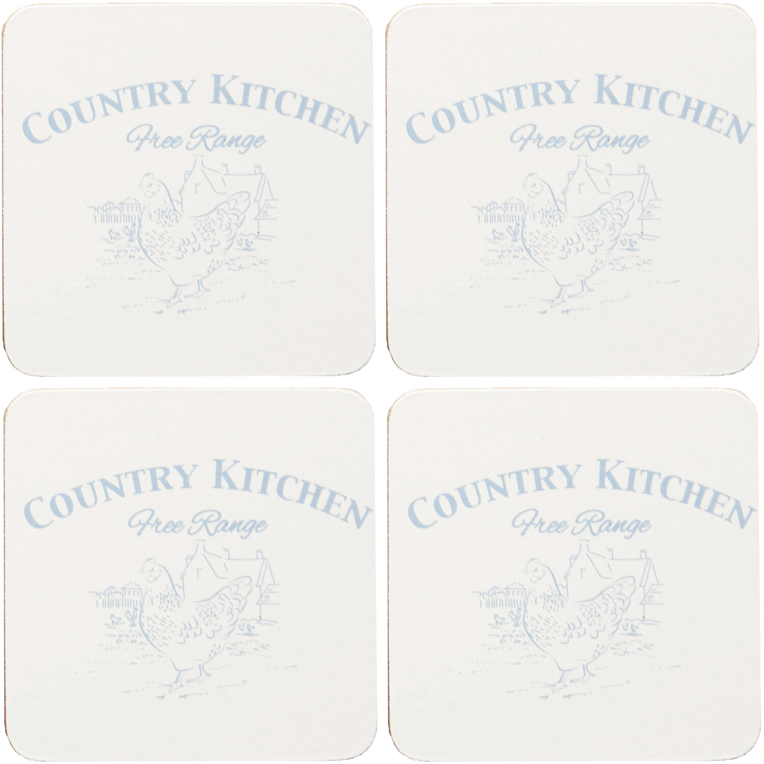 Maison By Premier Country Kitchen Set Of Four Cork Placemats - Cream, Blue