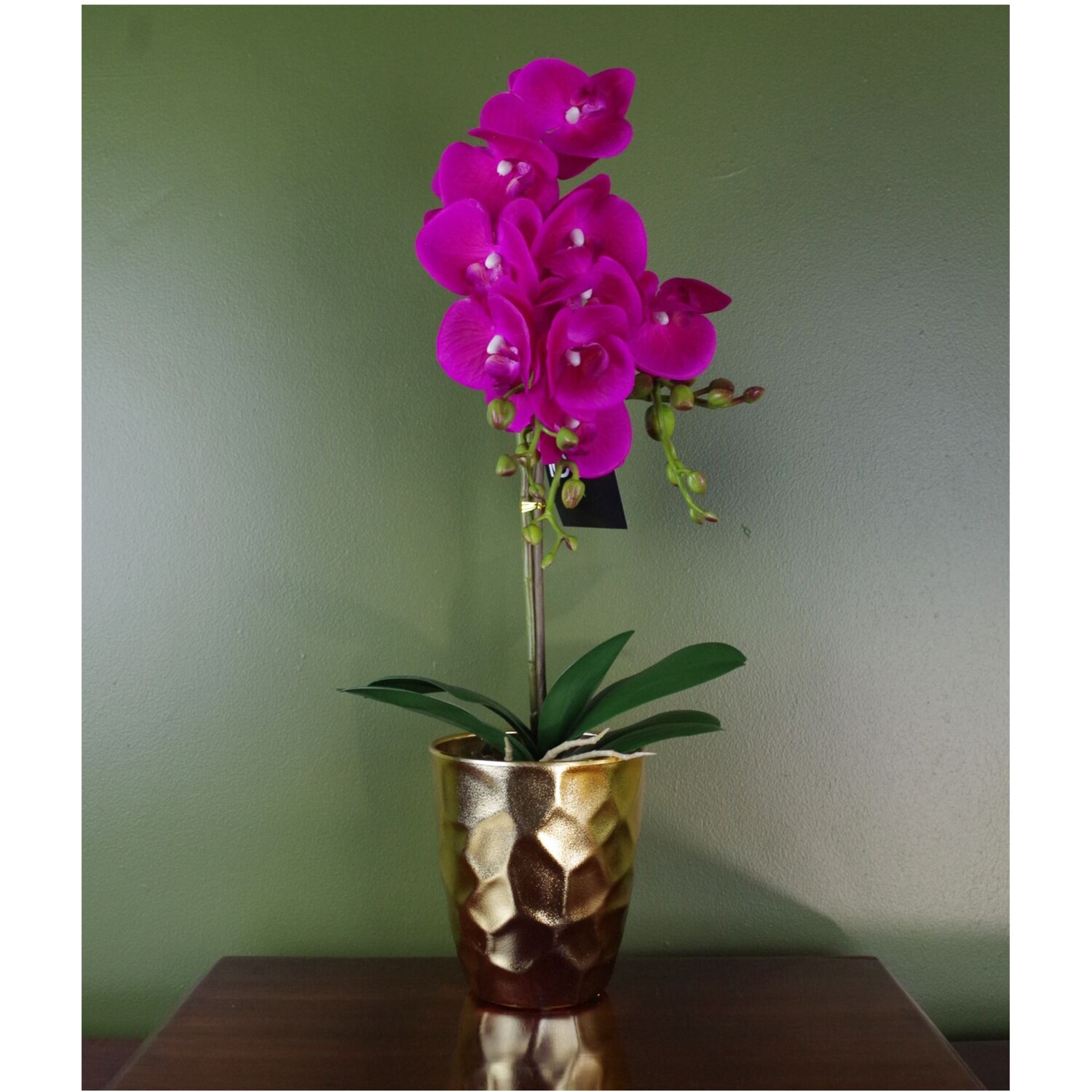 54cm Real Touch Artificial Orchid with 10 Flowers - Dark Pink