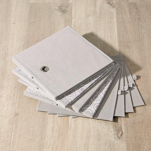 Grey Mixed / Canvas Home Source Pack of 4 Cube Canvas Fabric Storage Insert Boxes shot 17033514