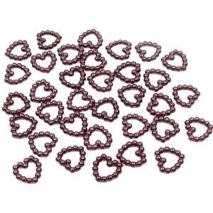 Pack of 50 Burgundy Pearl Heart Shape Beads Double Sided