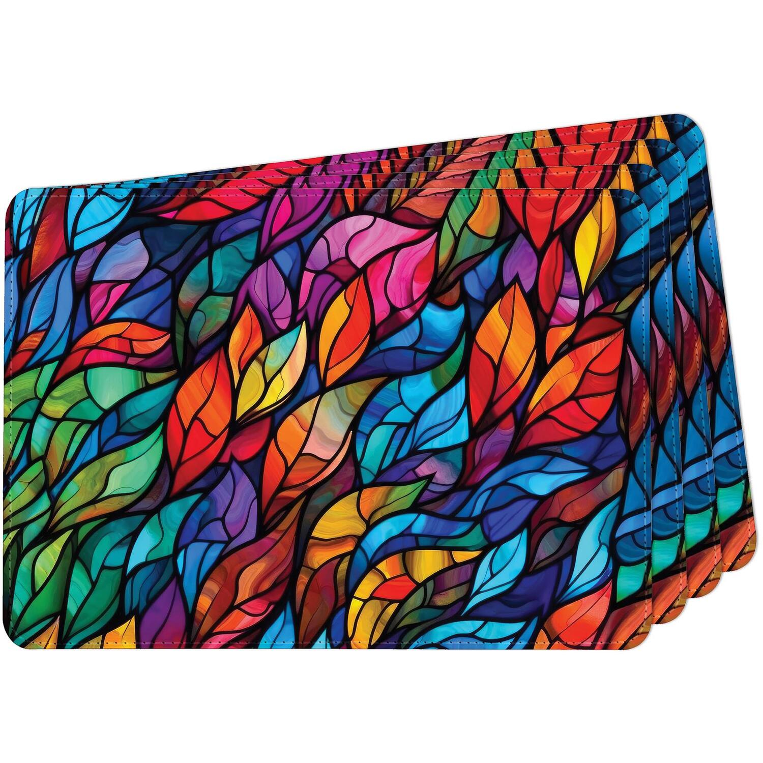 Image of Stained Glass Faux Leather Placemats -&hellip;