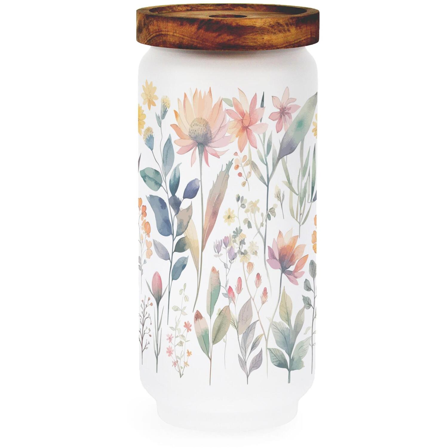 Image of Pastel Flowers Large Glass Storage Jar&hellip;