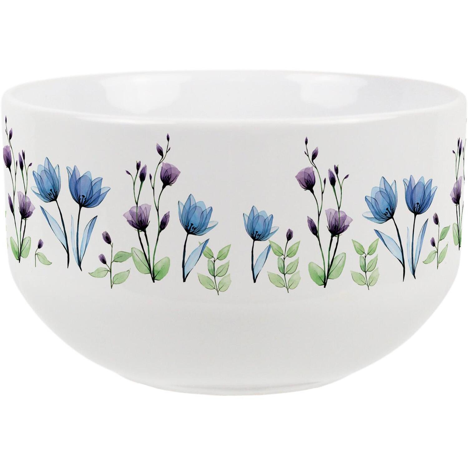 Image of Blue & Purple Floral Ceramic Bowl&hellip;