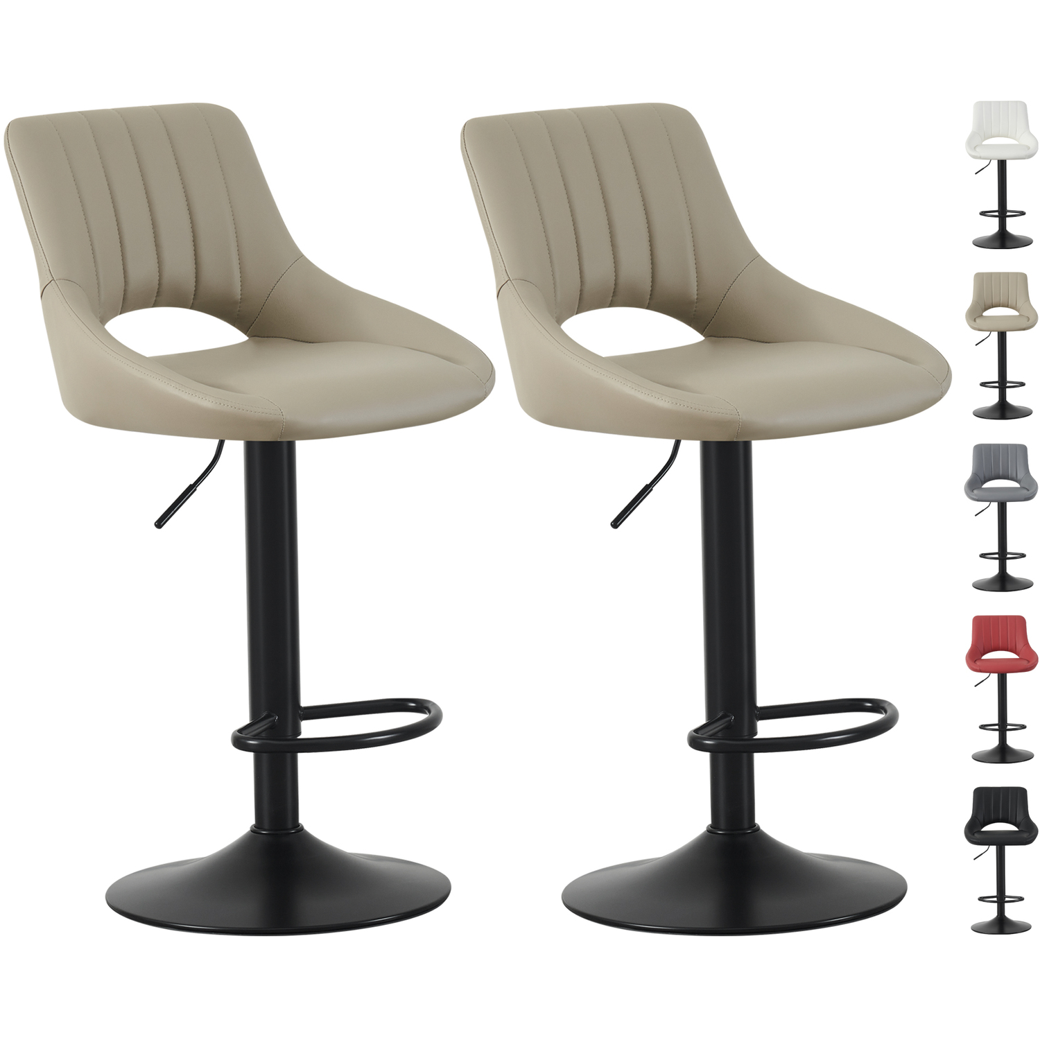 Mcc Direct Set Of 2 Height Adjustable Bar Stool Kitchen Breakfast Chairs Stella - Brown