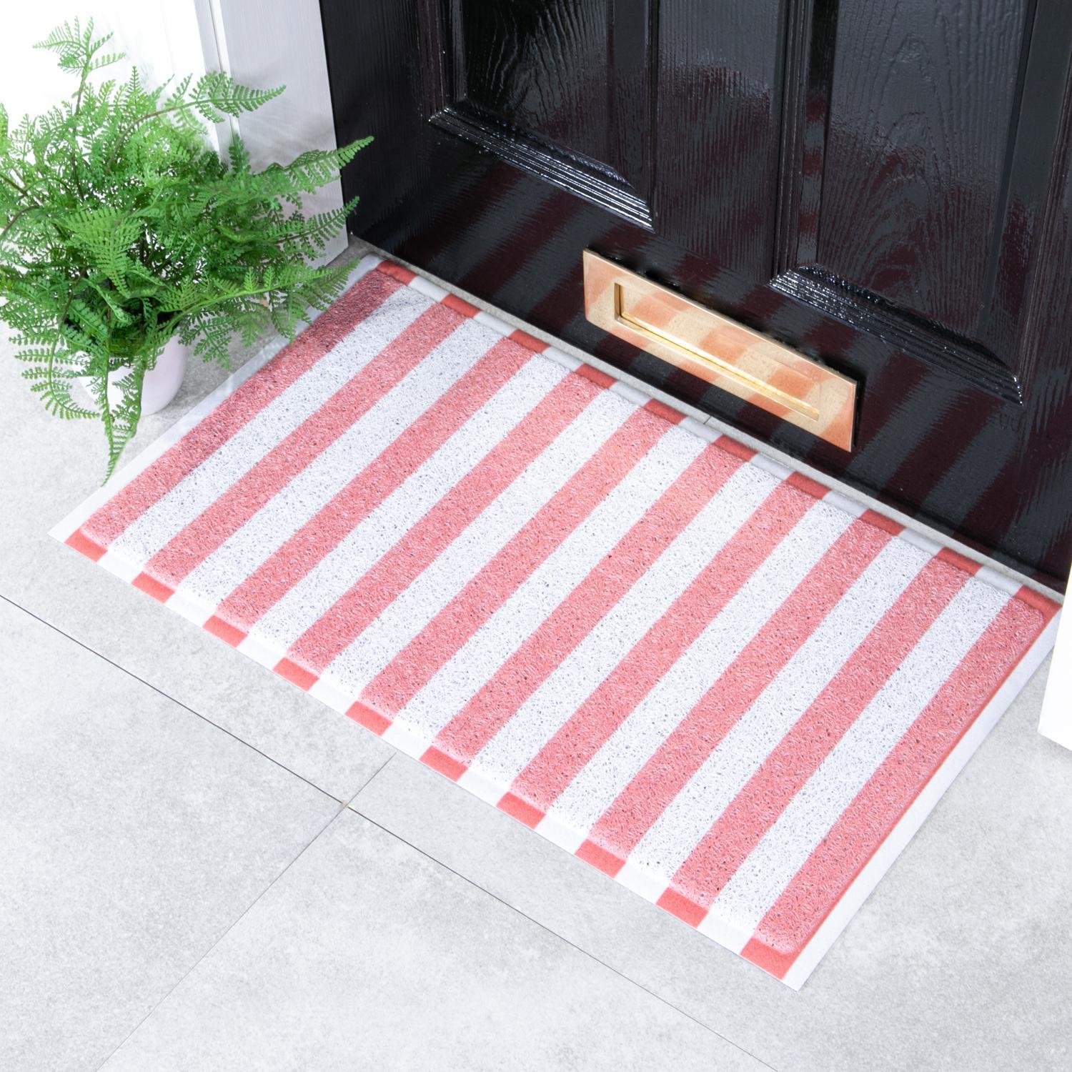 B&Q - Pink Stiped Heavy Duty Non-Slip Indoor Outdoor Mat 70X40Cm - Image 2
