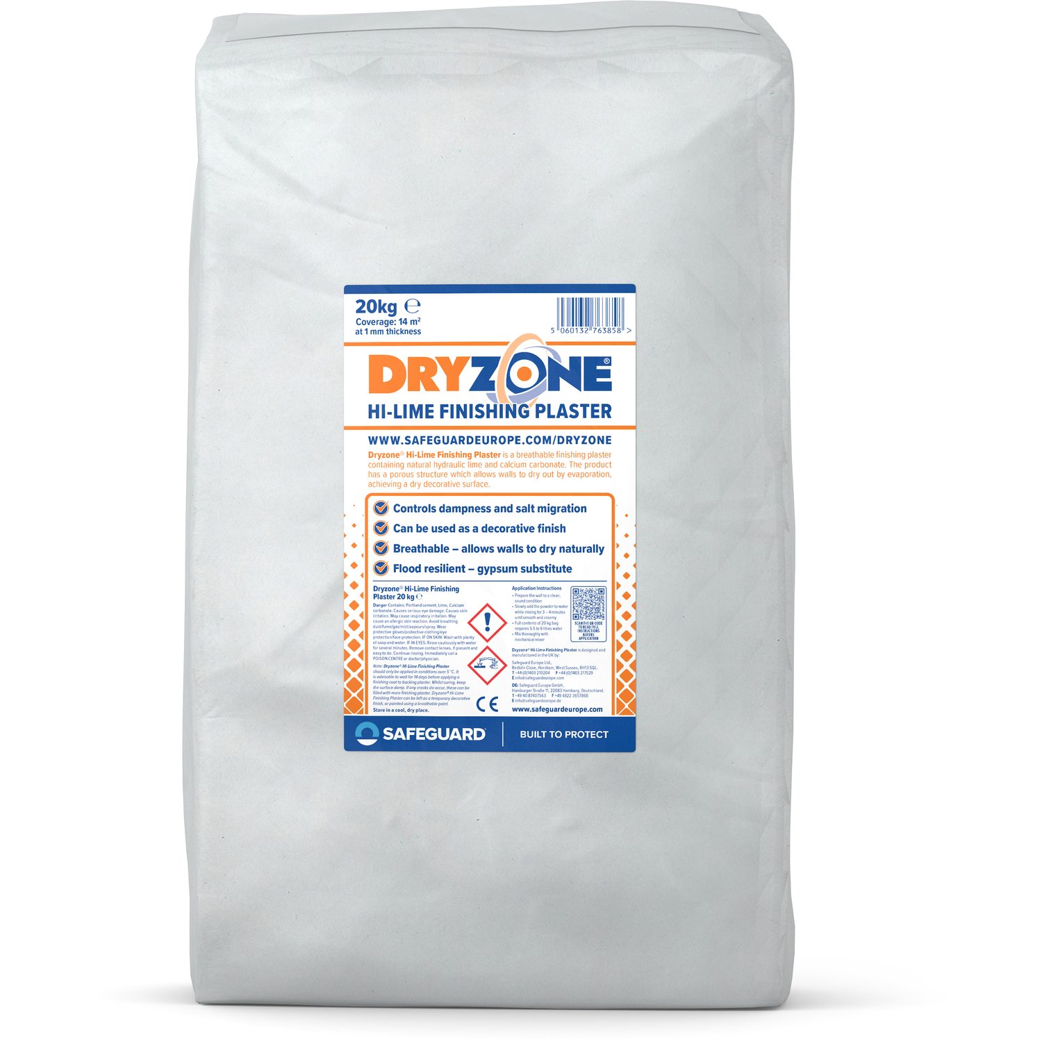 B&Q -  Hi-Lime Finishing Plaster 20KgBreathable Lime Finish For Internal & External Walls. For Use After Rising Damp Treatment - Image 4