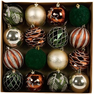 Pack of 16 Amber Charm Festive Baubles