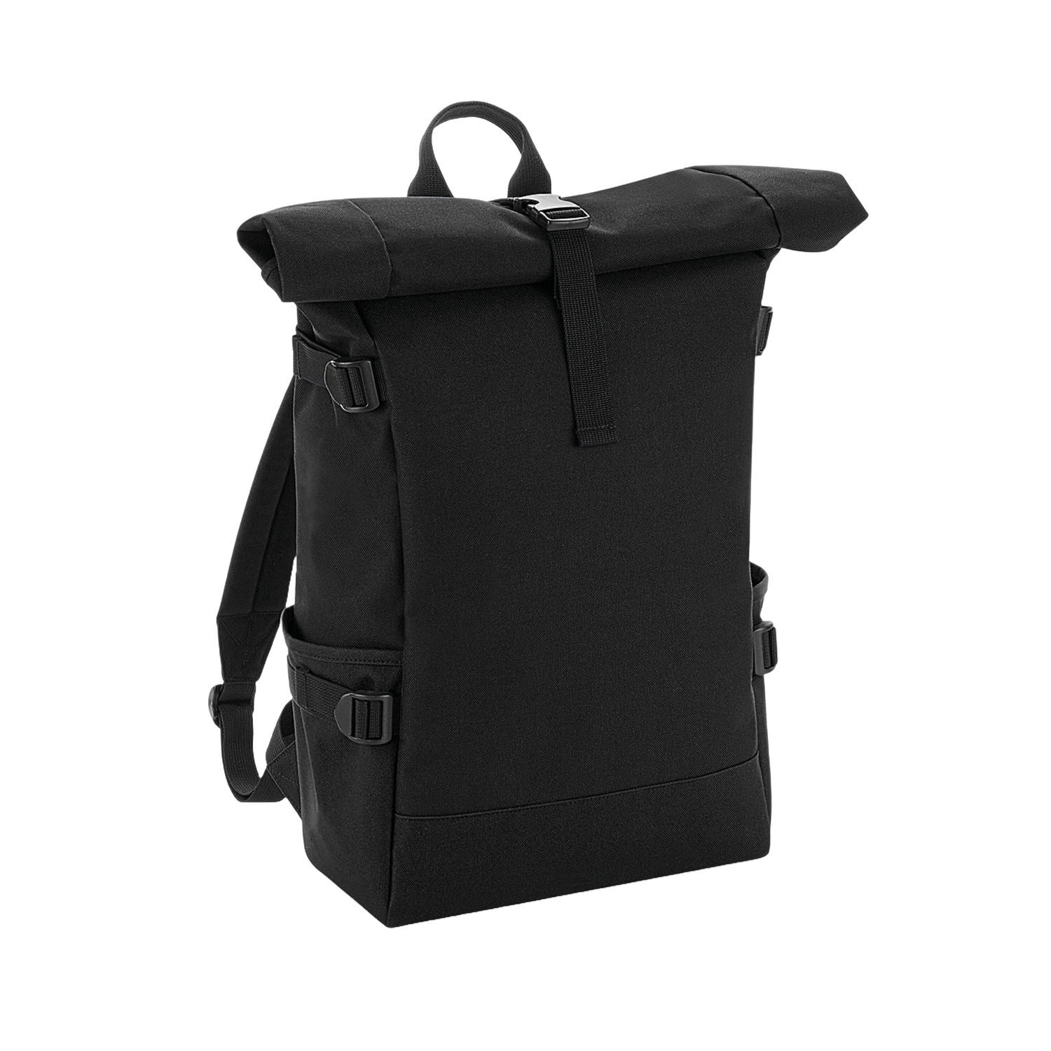 Bagbase Block Roll Top Backpack - Black/Black