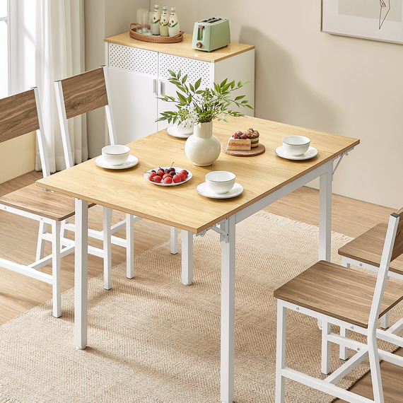 VASAGLE Folding Dining Table Drop Leaf Extendable for Small Spaces