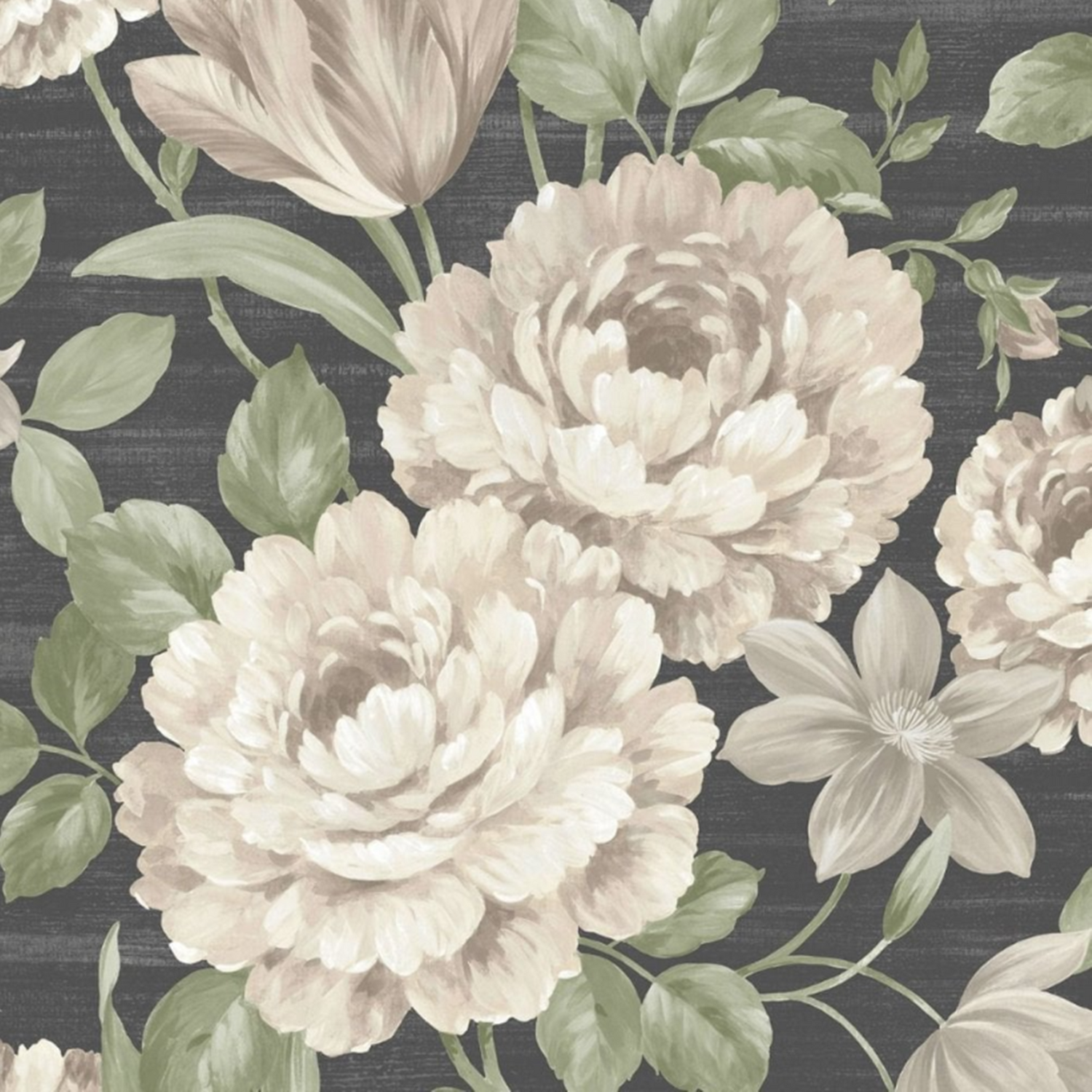 Sophie Laurence Black Cream Floral Paste The Wall Wallpaper 194302 - Black - Image 3