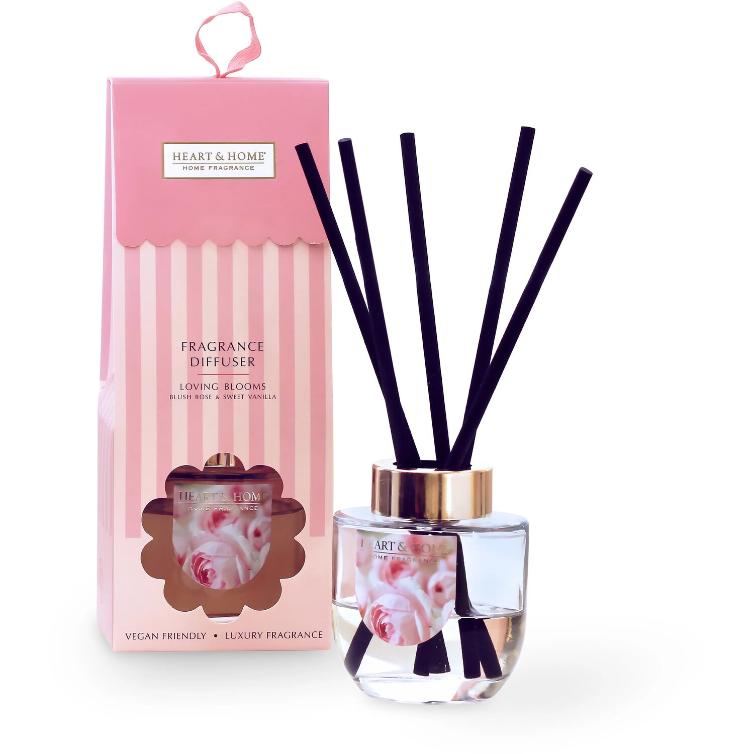 Heart and Home Fragrance Reed Diffuser - Loving Blooms - 70ml in Cool White