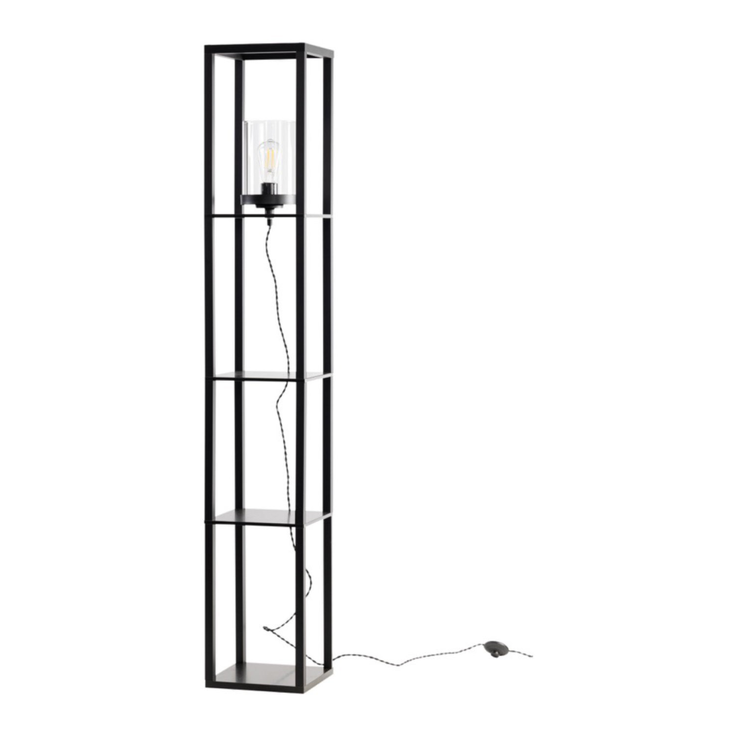 First Choice Lighting Giles Floor Lamp - Black & Clear - Image 2