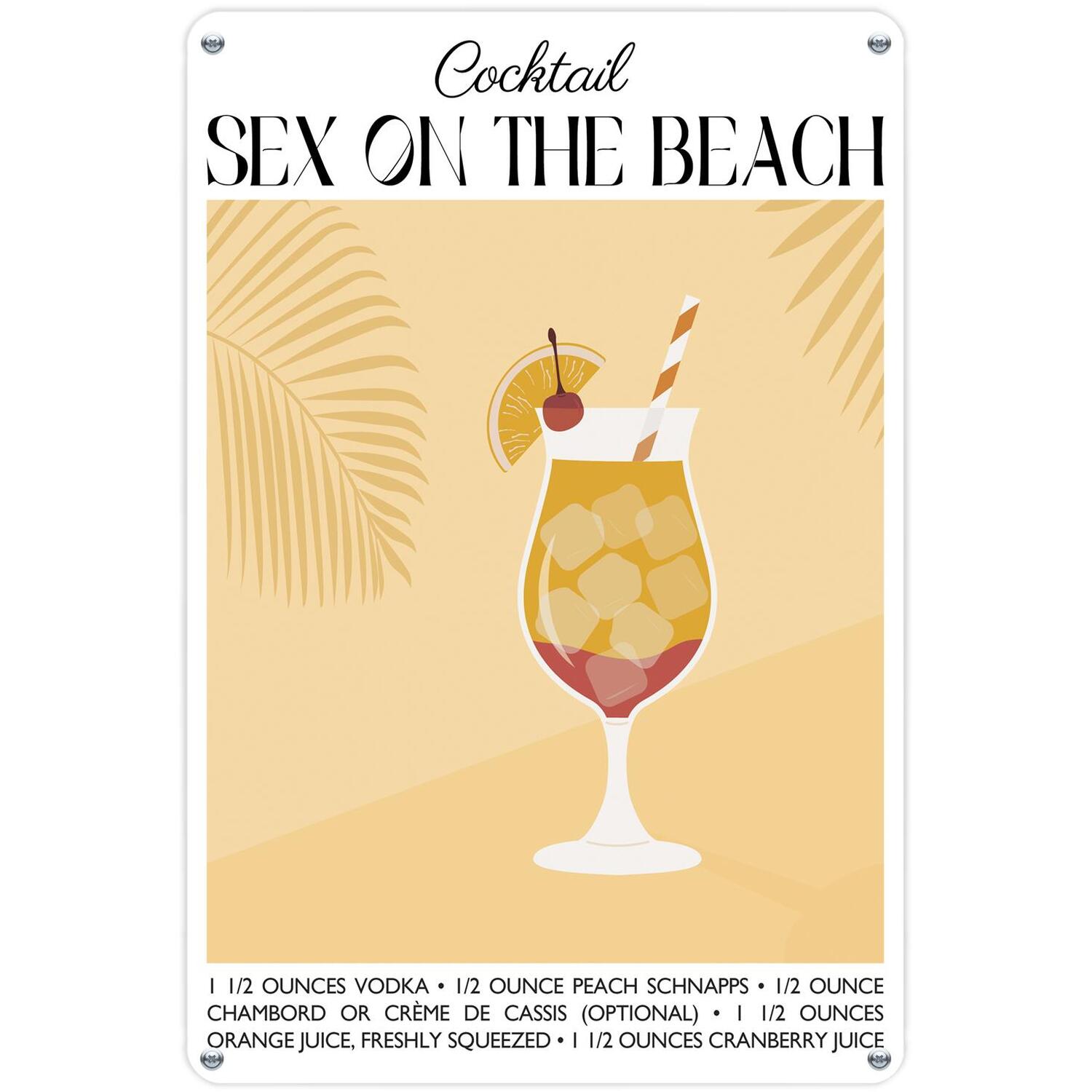 Sex On The Beach Cocktail Recipe Metal Wall Sign - Kitchen/Bar Décor Plaque Gift - Image 2