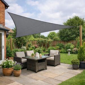 True Products Sun Shade Sail 3m Triangle Garden Patio Canopy Awning Fixing Kit Included - GREY