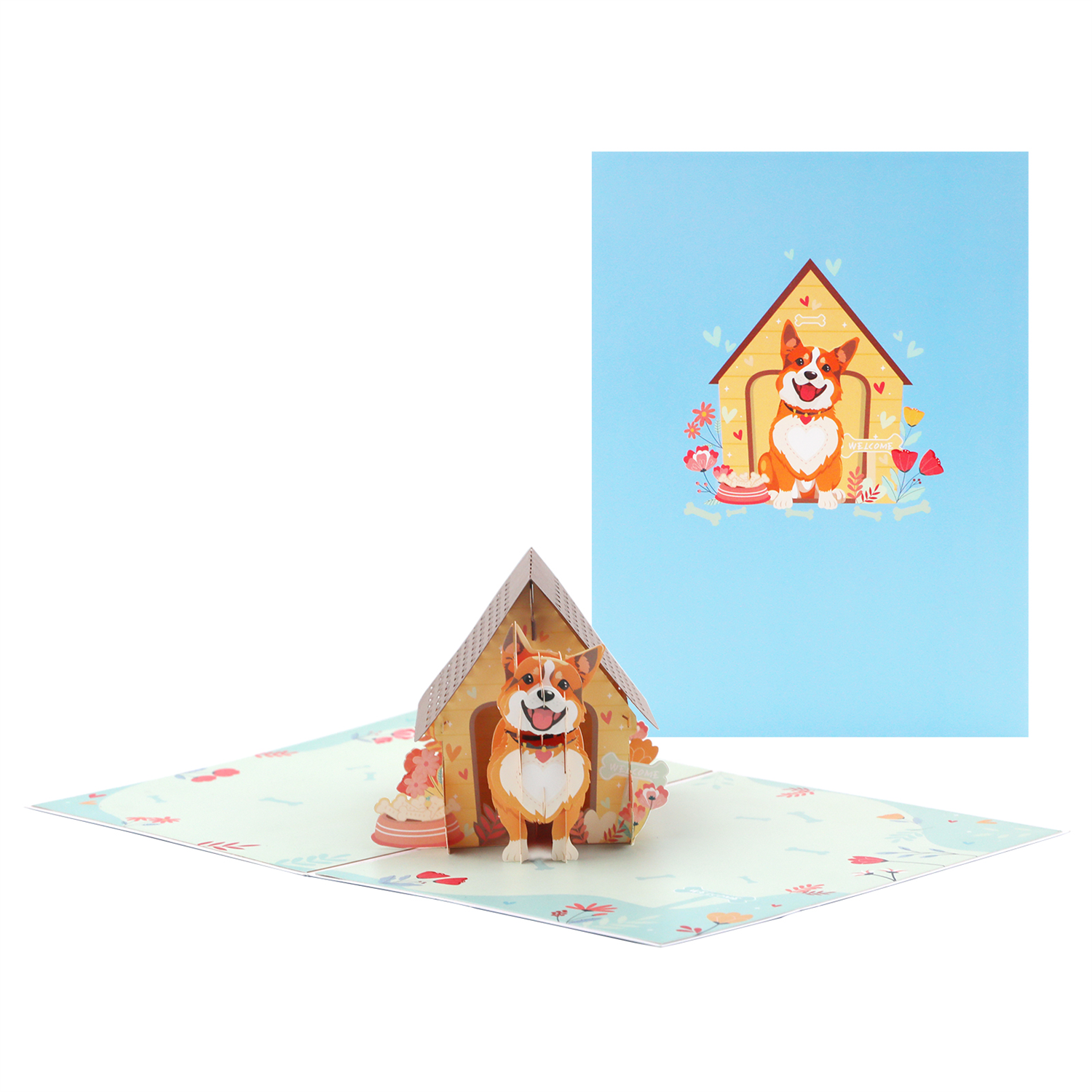 Brightfeel Dog In Doghouse 3D Pop Up Greeting Card - White
