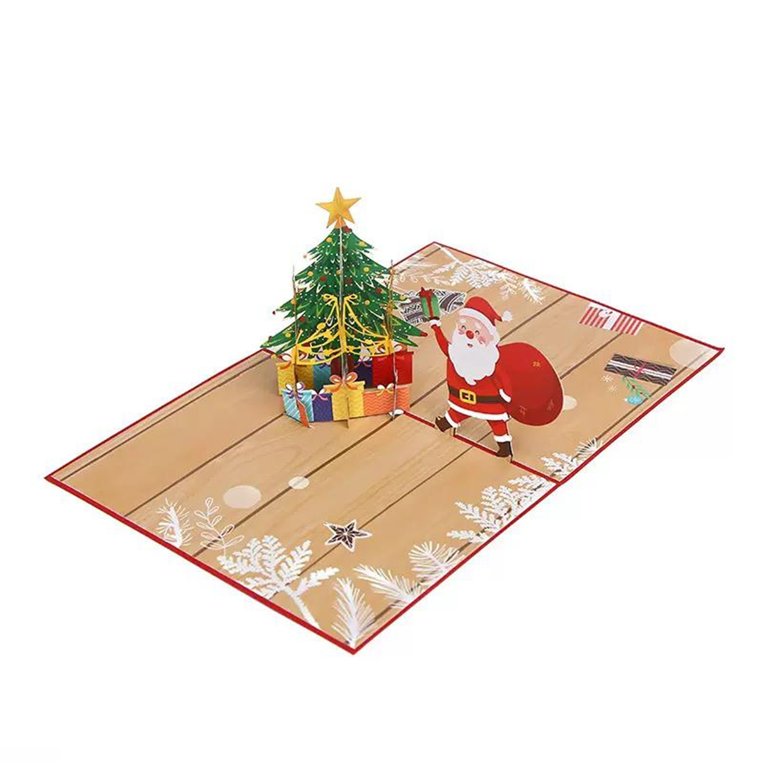 Brightfeel Holiday Magic Santa & Tree 3D Pop Up Christmas Card - White